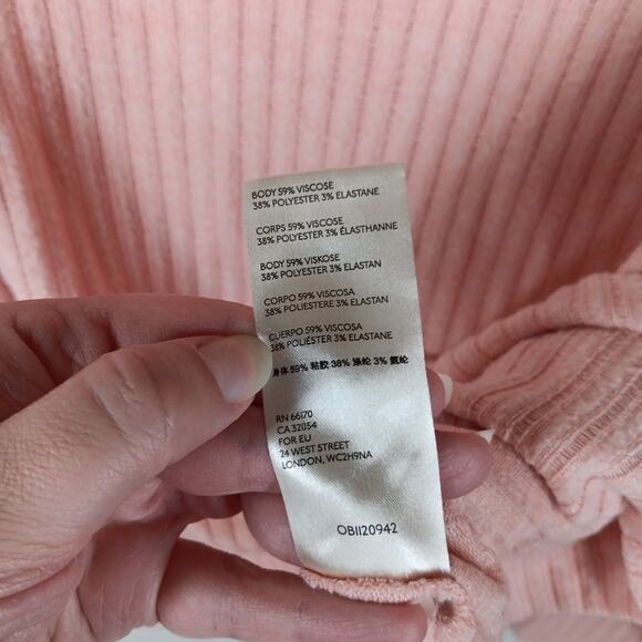Anthropologie Maeve Ribbed Knit Cowl Neck Oversized Sweater Blush Pink Size XS - Picture 7 of 8